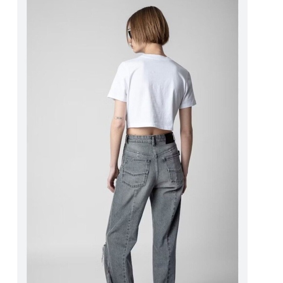 Zadig & Voltaire Carly Wings Crop Tee Shirt. - Picture 2 of 8